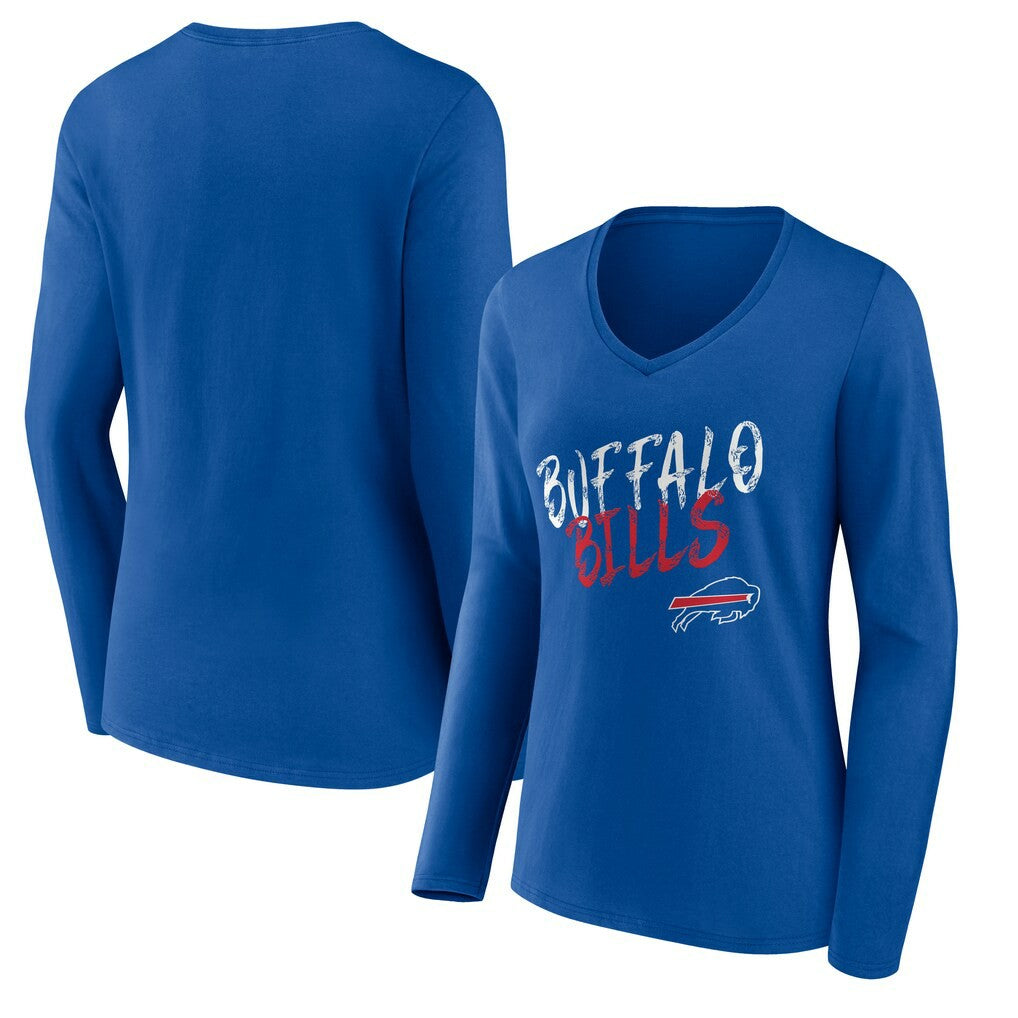 Buffalo Bills Women's Hustle Long Sleeve V-Neck T-Shirt - Royal outlet