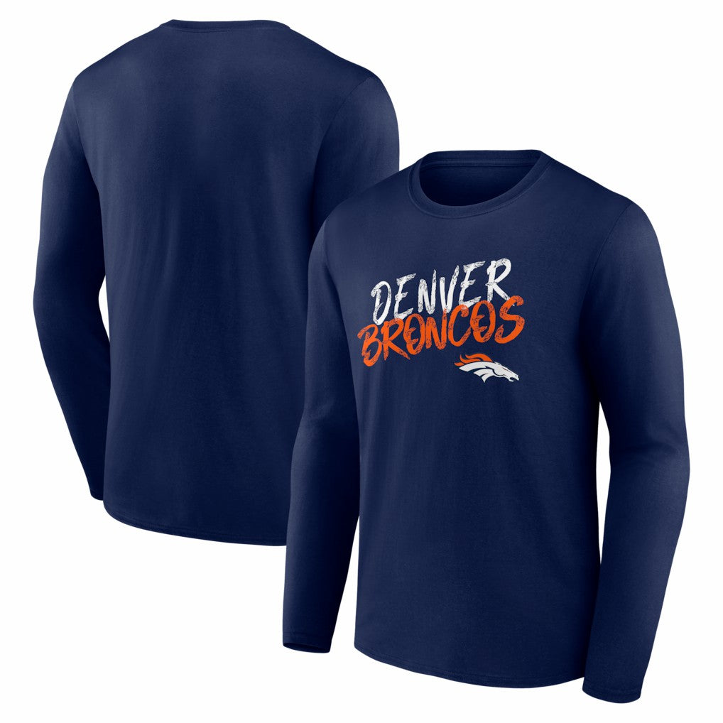 Denver Broncos Hustle Long Sleeve T-Shirt - Navy on sale
