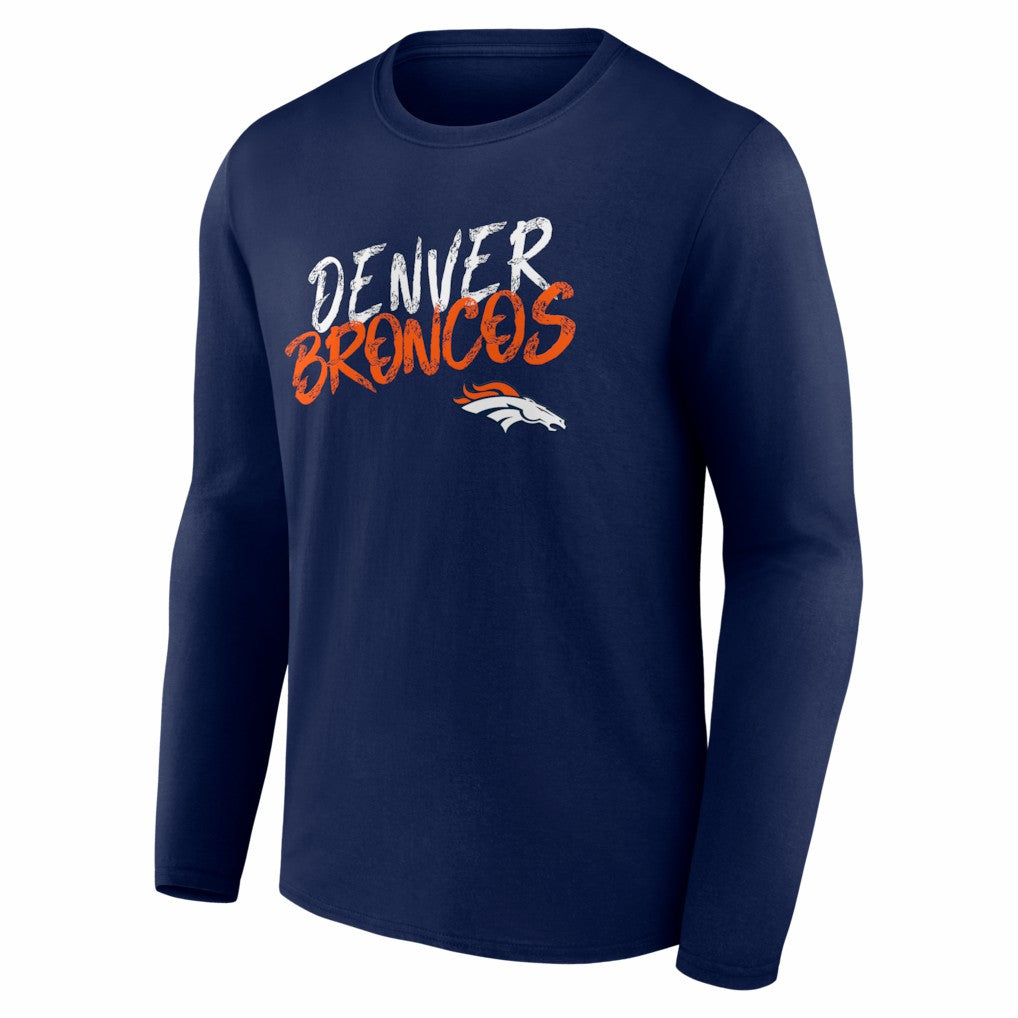 Denver Broncos Hustle Long Sleeve T-Shirt - Navy on sale