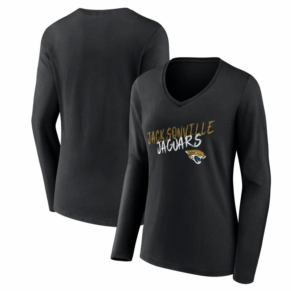 Jacksonville Jaguars Women's Hustle Long Sleeve V-Neck T-Shirt - Black outlet