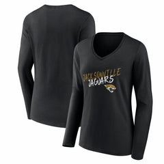 Jacksonville Jaguars Women's Hustle Long Sleeve V-Neck T-Shirt - Black outlet
