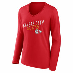 Kansas City Chiefs Women's Hustle Long Sleeve V-Neck T-Shirt - Red sale