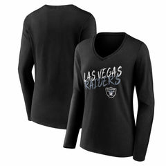 Las Vegas Raiders Women's Hustle Long Sleeve V-Neck T-Shirt - Black cheap