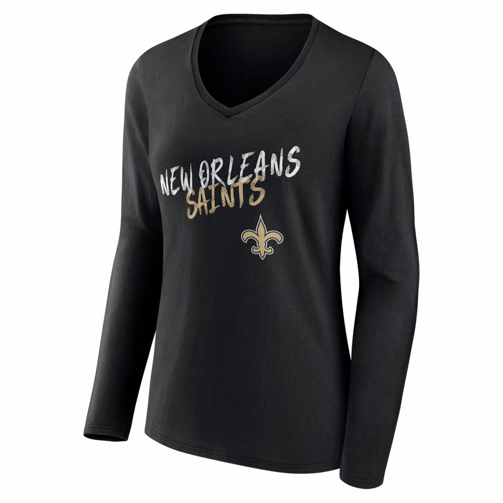 New Orleans Saints Women's Hustle Long Sleeve V-Neck T-Shirt - Black for sale