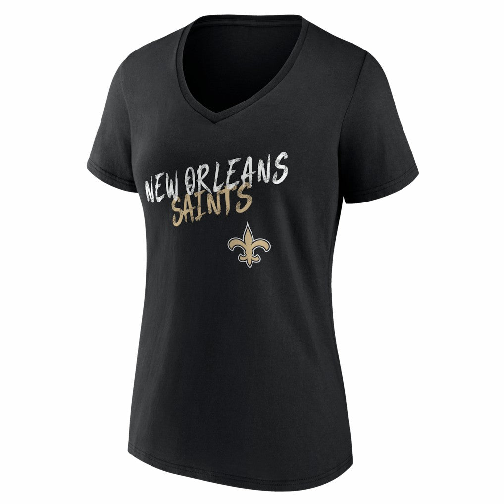 New Orleans Saints Women's Hustle V-Neck T-Shirt - Black discount
