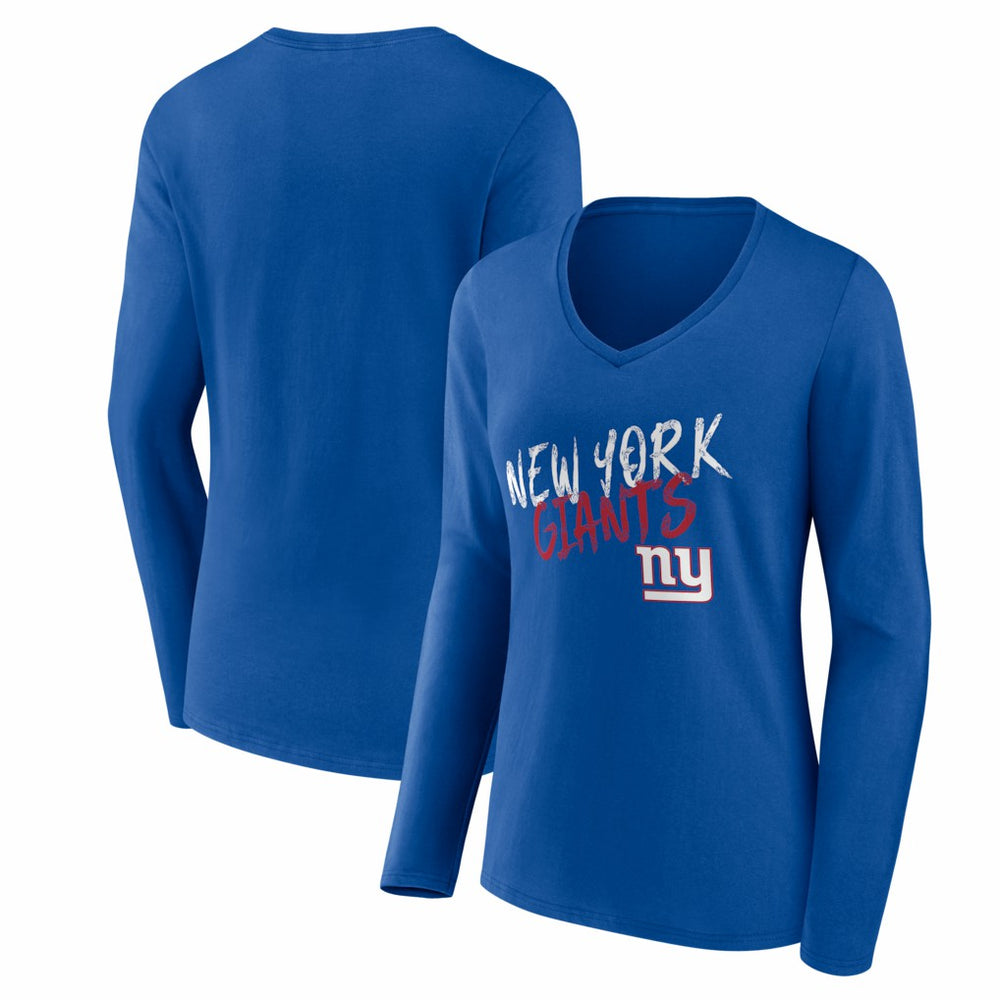 New York Giants Women's Hustle Long Sleeve V-Neck T-Shirt - Royal online
