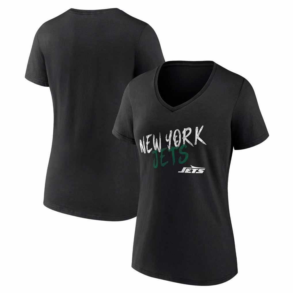 New York Jets Women's Hustle V-Neck T-Shirt - Black on sale