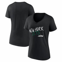 New York Jets Women's Hustle V-Neck T-Shirt - Black on sale