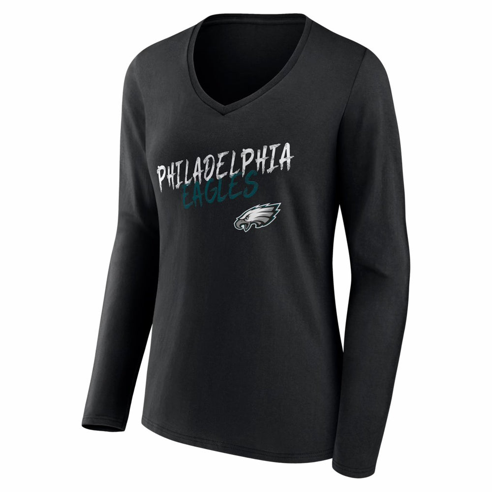 Philadelphia Eagles Women's Hustle Long Sleeve V-Neck T-Shirt - Black sale
