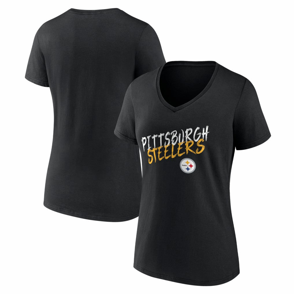 Pittsburgh Steelers Women's Hustle V-Neck T-Shirt - Black sale