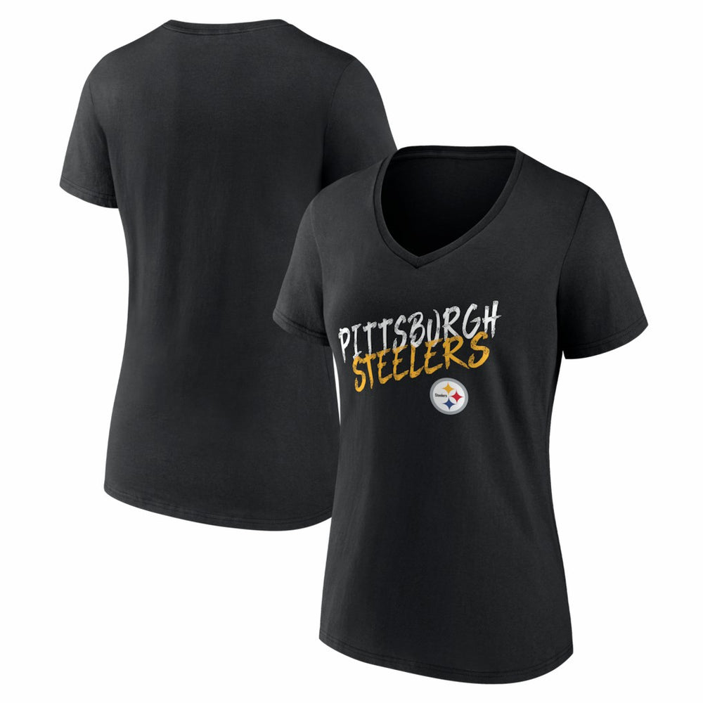 Pittsburgh Steelers Women's Hustle V-Neck T-Shirt - Black sale
