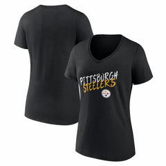 Pittsburgh Steelers Women's Hustle V-Neck T-Shirt - Black sale