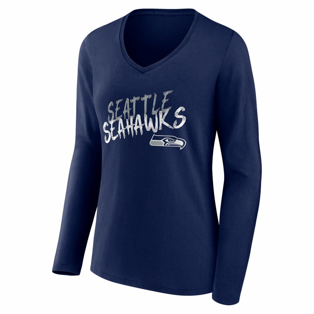 Seattle Seahawks Women's Hustle Long Sleeve V-Neck T-Shirt - College Navy discount