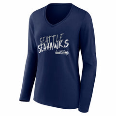 Seattle Seahawks Women's Hustle Long Sleeve V-Neck T-Shirt - College Navy discount