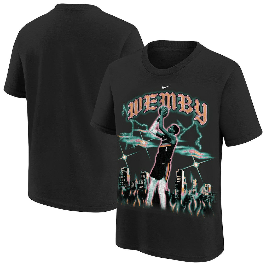 Victor Wembanyama San Antonio Spurs Youth City Edition Player T-Shirt - Black | Nike for sale