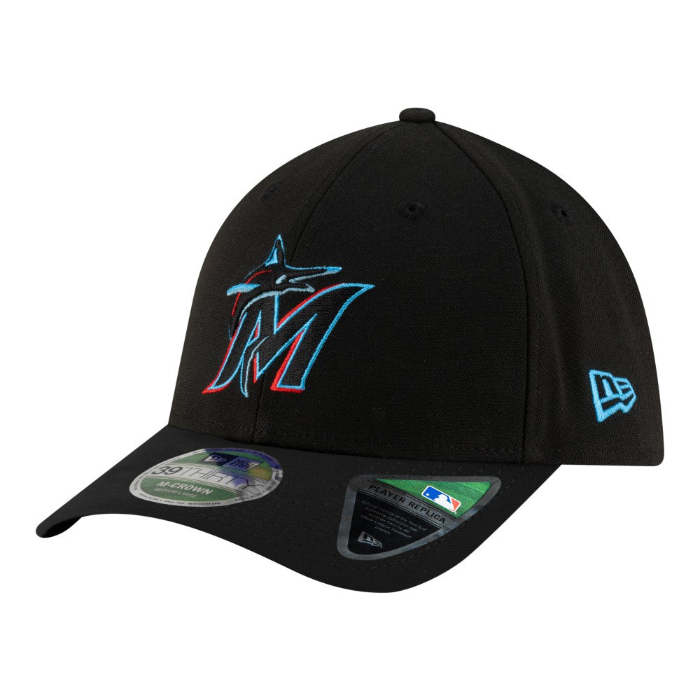 Miami Marlins Player Replica 39THIRTY M-Crown Flex Hat - Black | New Era