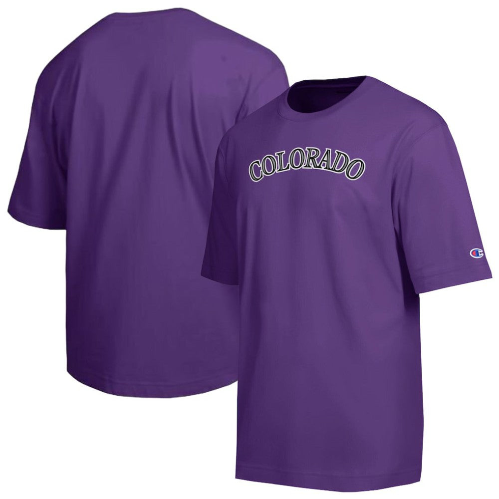 Colorado Rockies Champion All Star Chenille Wordmark T-Shirt - Purple