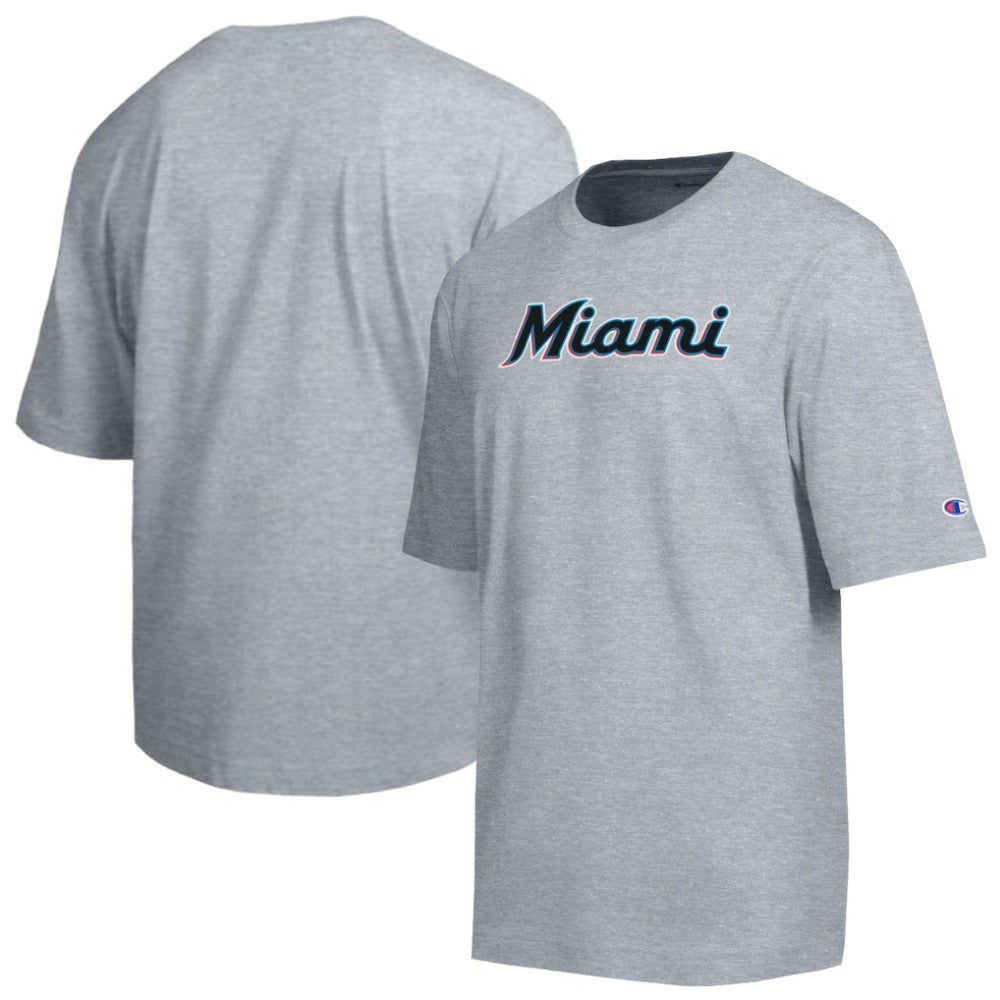 Miami Marlins Champion All Star Chenille Wordmark T-Shirt - Gray