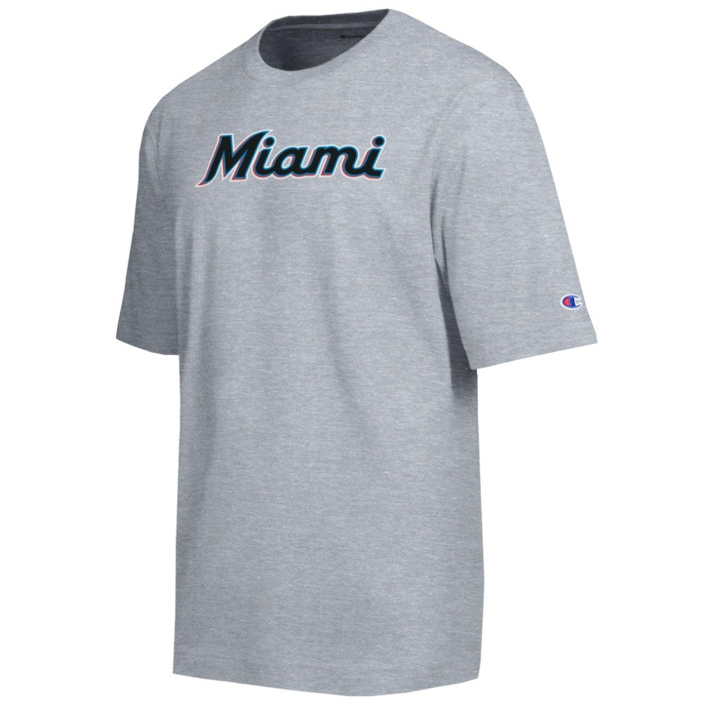 Miami Marlins Champion All Star Chenille Wordmark T-Shirt - Gray