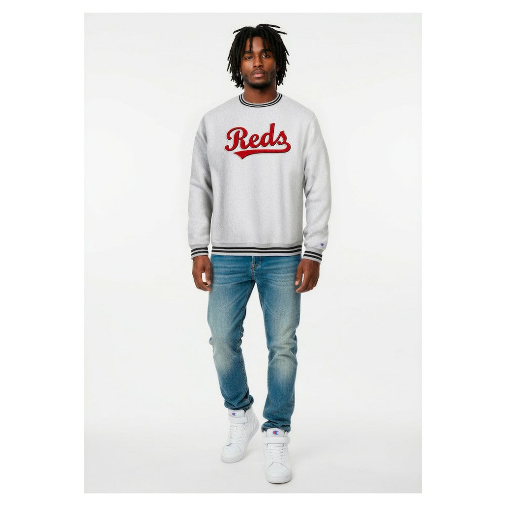 Cincinnati Reds Champion Reverse Weave Sweatshirt - Heather Gray