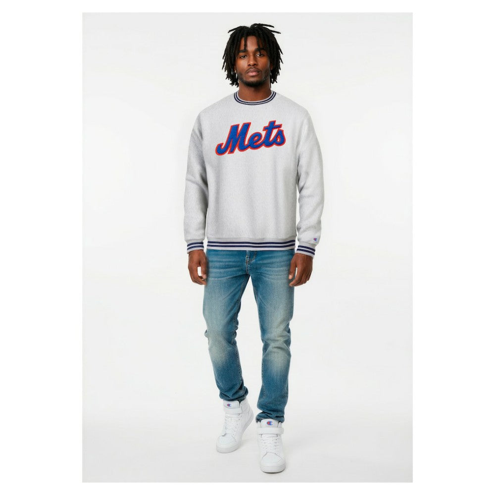 New York Mets Champion Reverse Weave Sweatshirt - Heather Gray