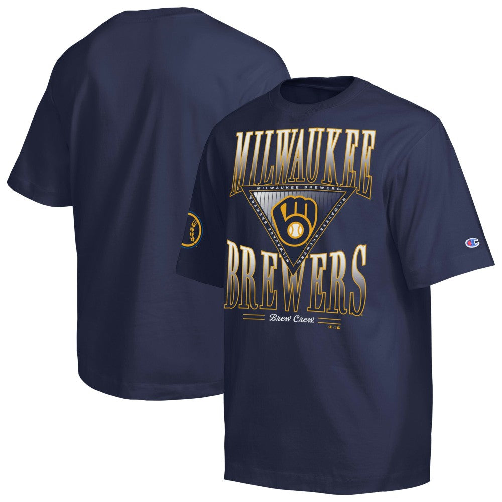 Milwaukee Brewers Champion Traditions Two Locations T-Shirt - Navy
