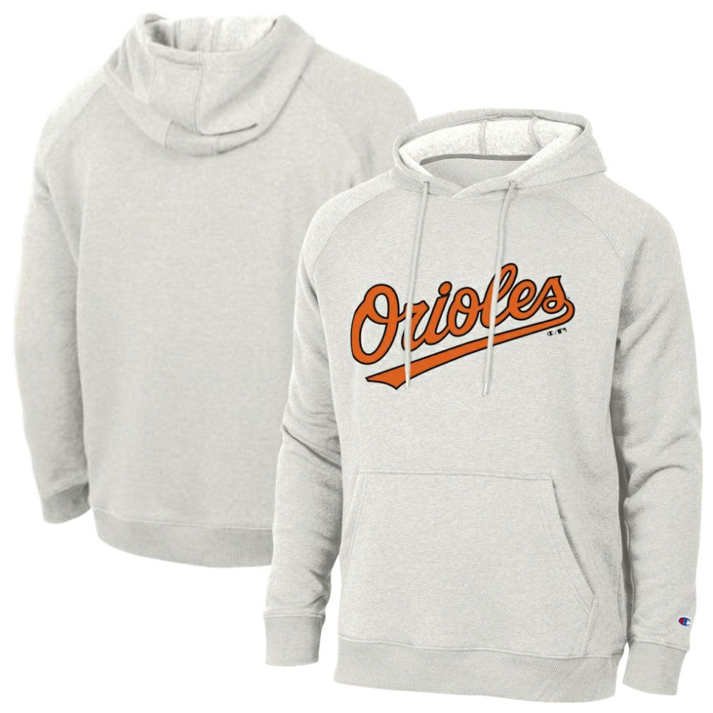 Baltimore Orioles Champion Triumph Tri-Blend Raglan Hoodie - Heathered Core Ultra Light Grey