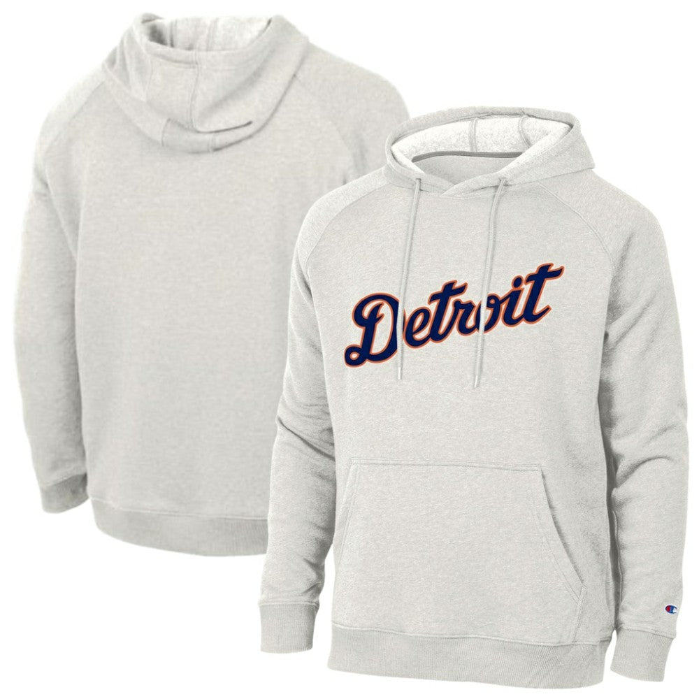 Detroit Tigers Champion Triumph Tri-Blend Raglan Hoodie - Heathered Core Ultra Light Grey