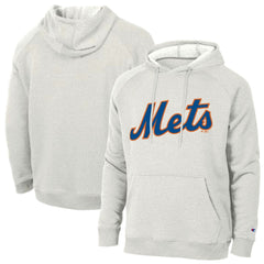 New York Mets Champion Triumph Tri-Blend Raglan Hoodie - Heathered Core Ultra Light Grey