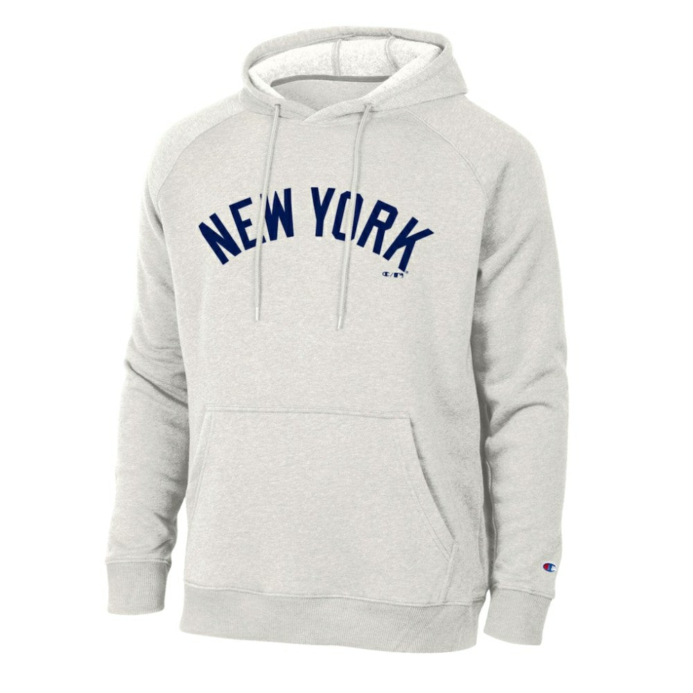 New York Yankees Champion Triumph Tri-Blend Raglan Hoodie - Heathered Core Ultra Light Grey