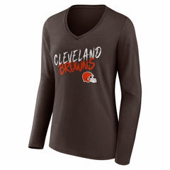Cleveland Browns Women's Hustle Long Sleeve V-Neck T-Shirt - Brown sale