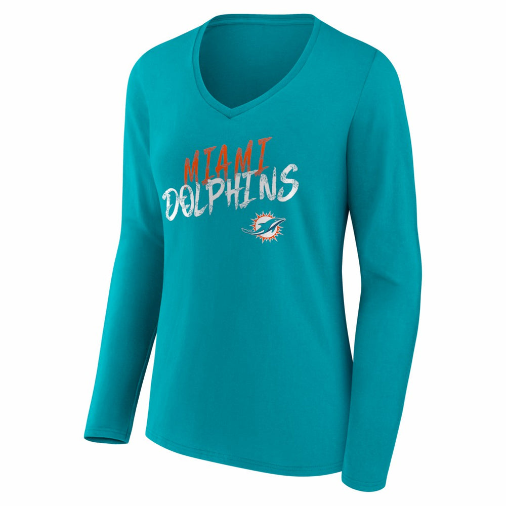 Miami Dolphins Women's Hustle Long Sleeve V-Neck T-Shirt - Aqua online