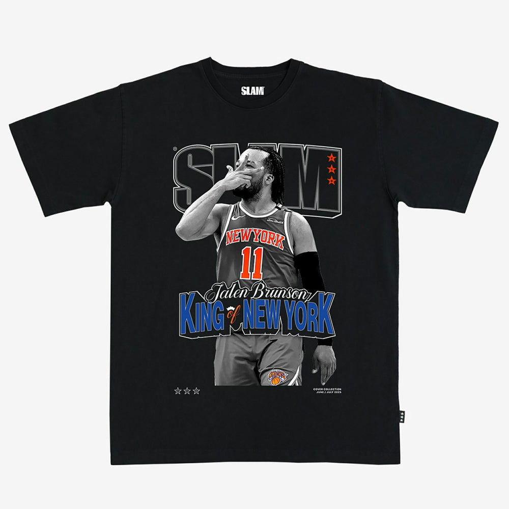 Jalen Brunson New York Knicks Unisex SLAM Cover T-Shirt - Black for sale