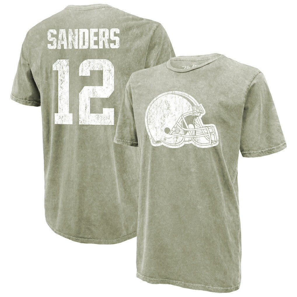 Shedeur Sanders Cleveland Browns Majestic Threads Mineral Wash Name & Number T-Shirt - Moss Green sale