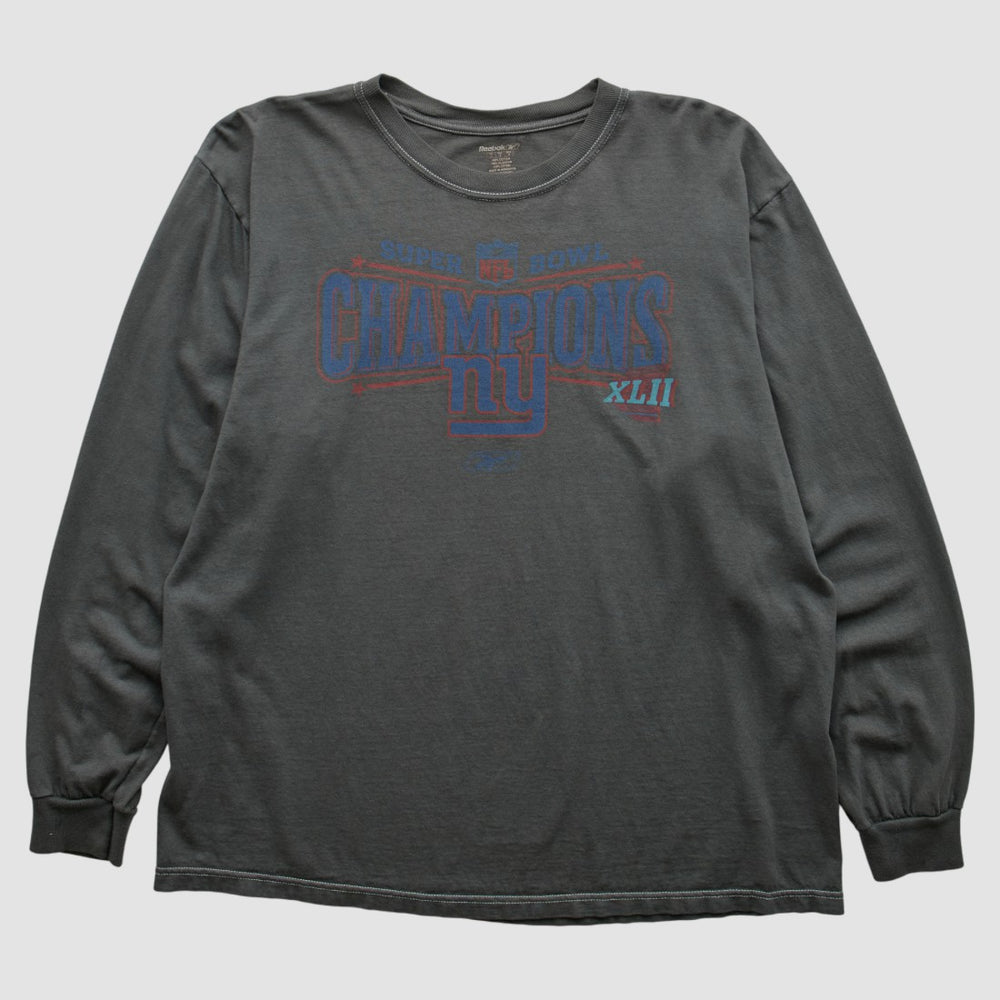 New York Giants Reebok 2008 Long Sleeve T-shirt - Charcoal Vintage outlet