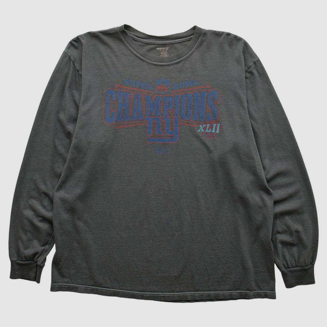 New York Giants Reebok 2008 Long Sleeve T-shirt - Charcoal Vintage outlet