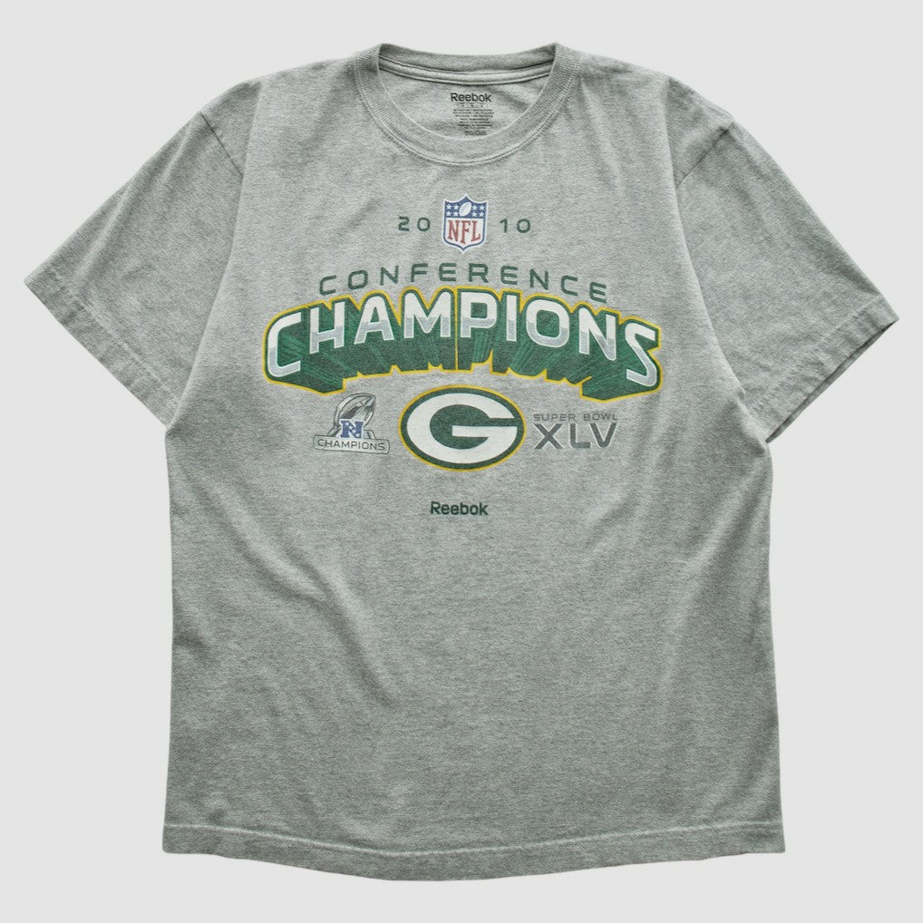 Green Bay Packers Reebok 2010 T-shirt - Heather Gray Vintage sale
