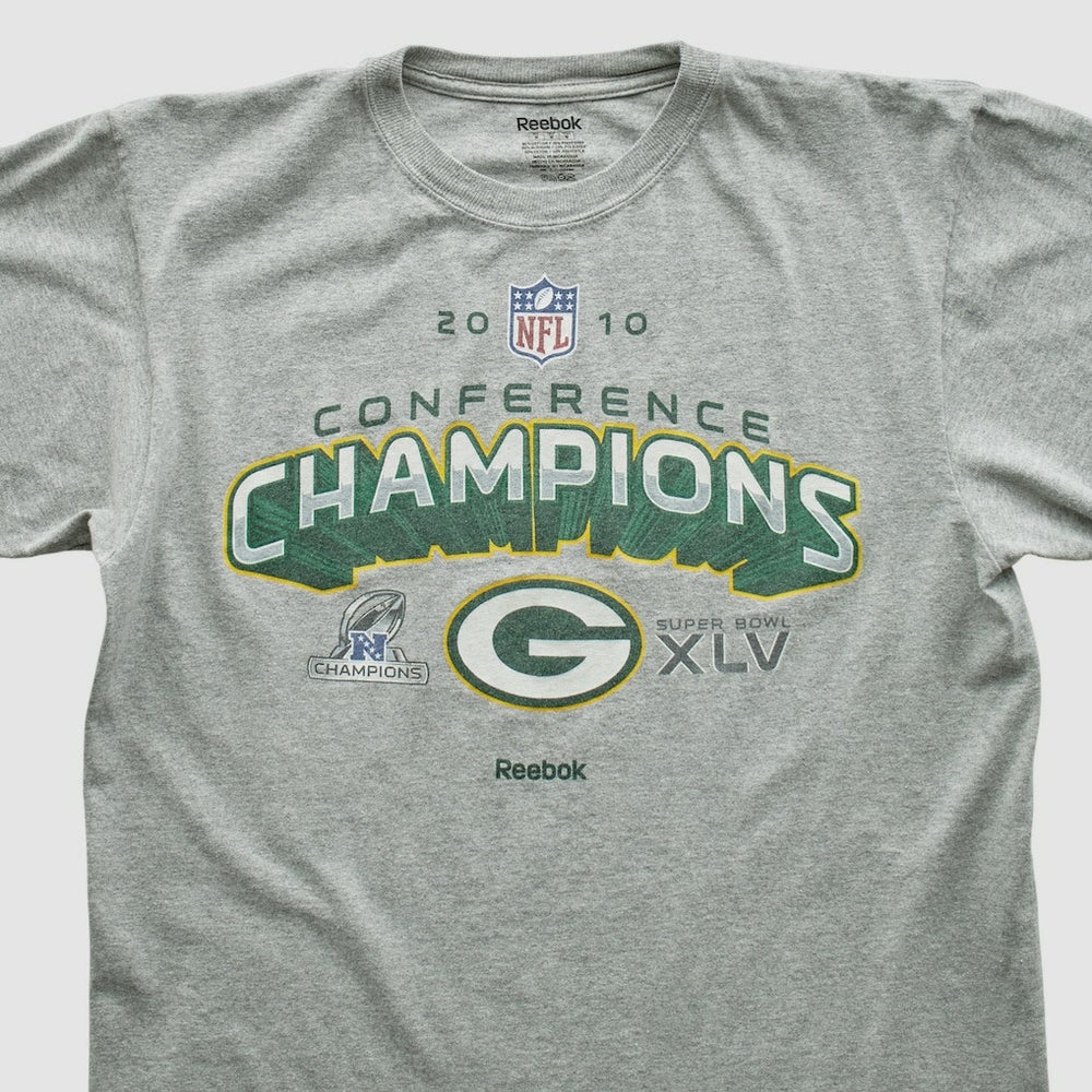 Green Bay Packers Reebok 2010 T-shirt - Heather Gray Vintage sale