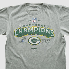 Green Bay Packers Reebok 2010 T-shirt - Heather Gray Vintage sale