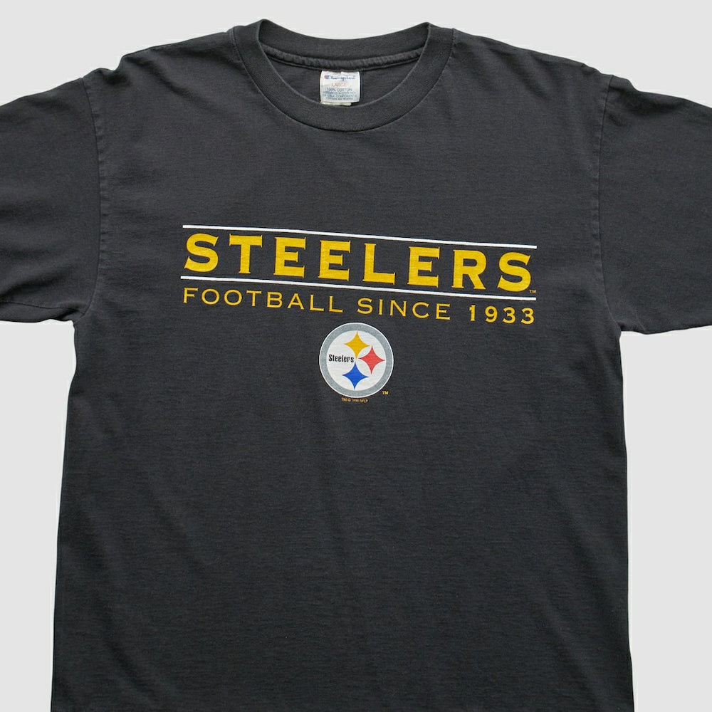Pittsburgh Steelers Champion 1996 T-shirt - Black Vintage sale