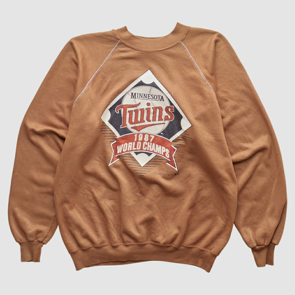 Minnesota Twins Trench 1987 Pullover Sweatshirt - Tan Vintage