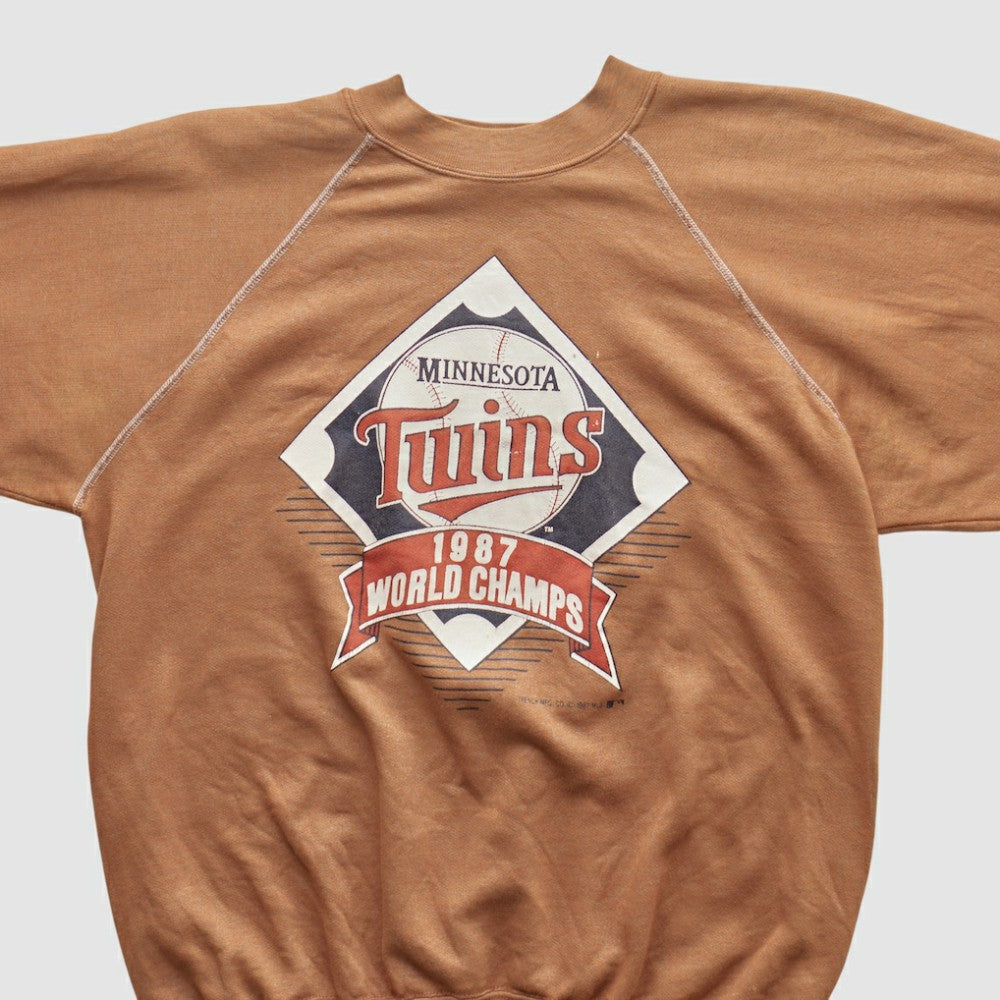 Minnesota Twins Trench 1987 Pullover Sweatshirt - Tan Vintage
