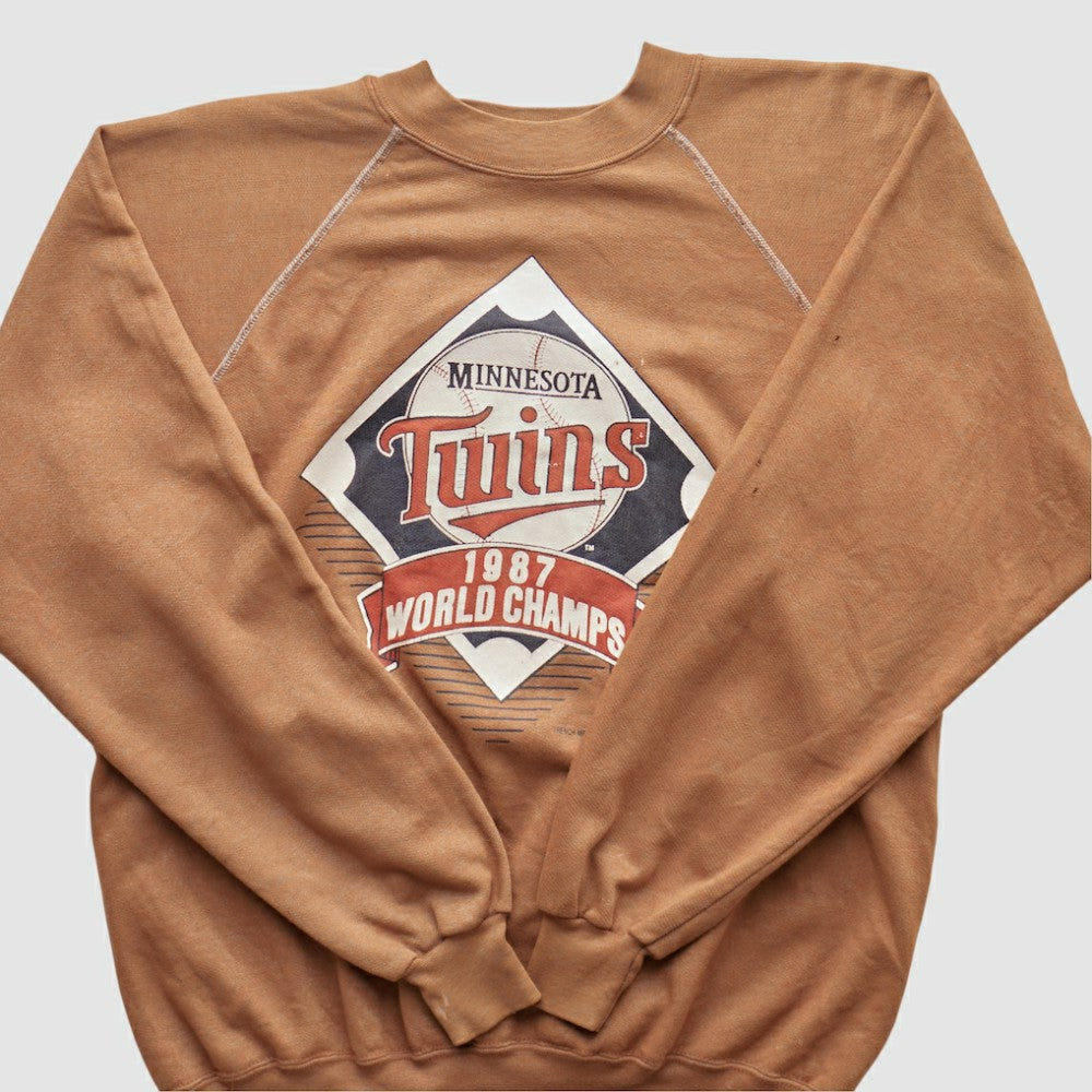 Minnesota Twins Trench 1987 Pullover Sweatshirt - Tan Vintage