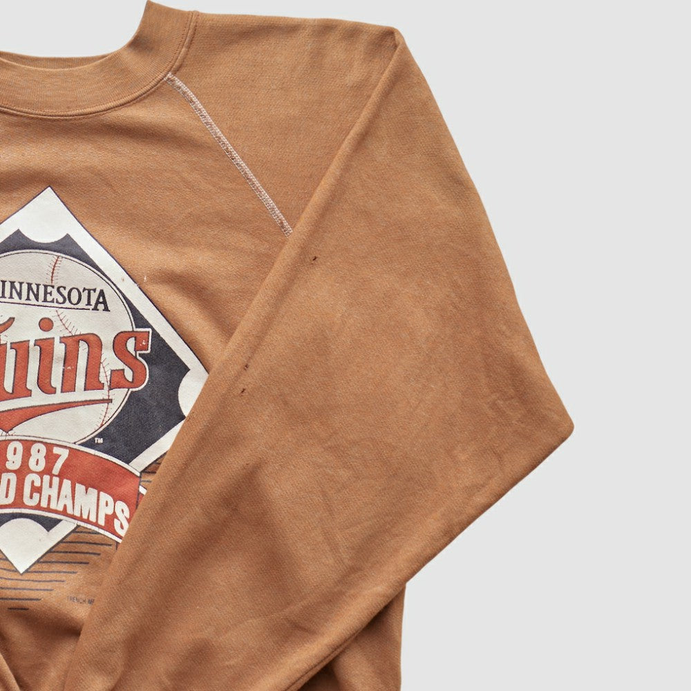 Minnesota Twins Trench 1987 Pullover Sweatshirt - Tan Vintage