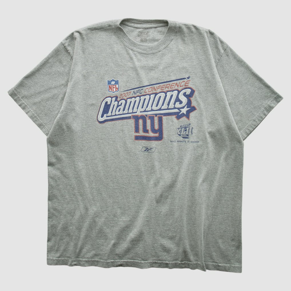 New York Giants Reebok 2007 T-shirt - Heather Gray Vintage for sale