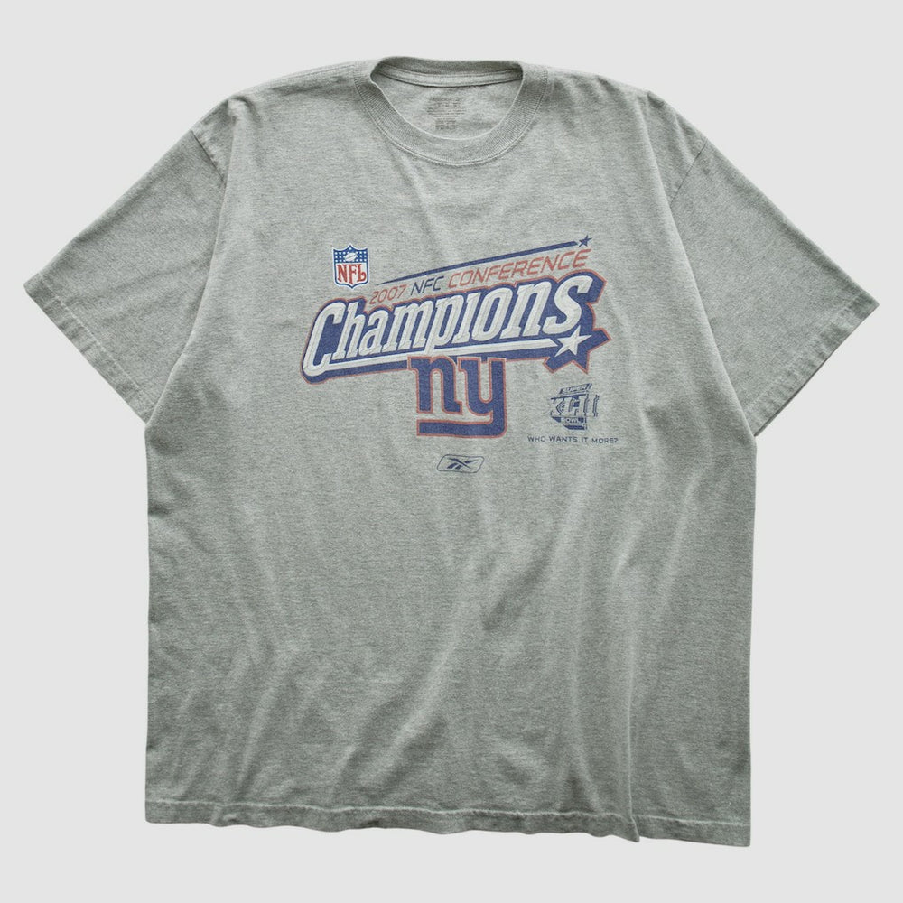 New York Giants Reebok 2007 T-shirt - Heather Gray Vintage for sale