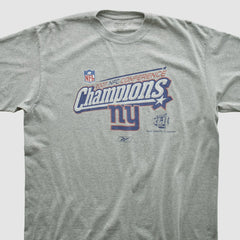 New York Giants Reebok 2007 T-shirt - Heather Gray Vintage for sale
