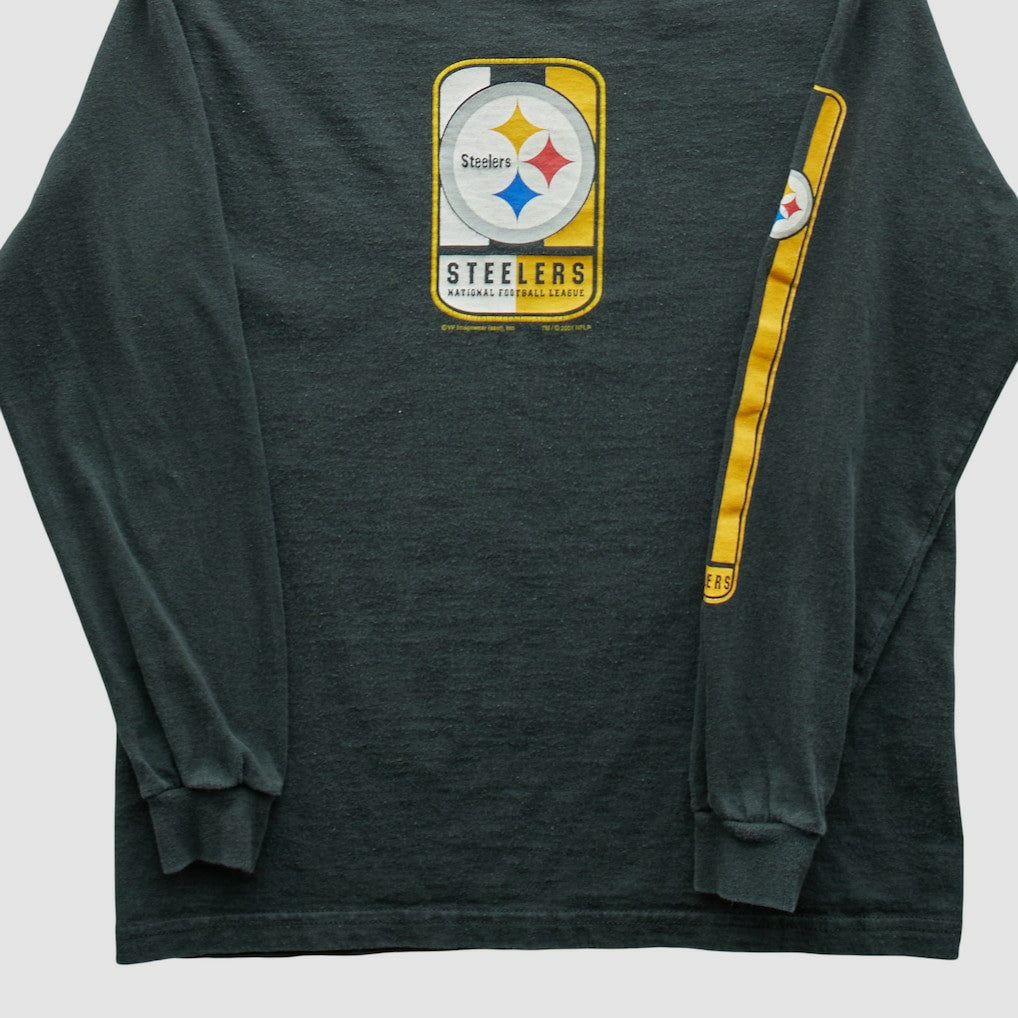 Pittsburgh Steelers Lee Apparel 2001 Long Sleeve T-shirt - Charcoal Vintage on sale