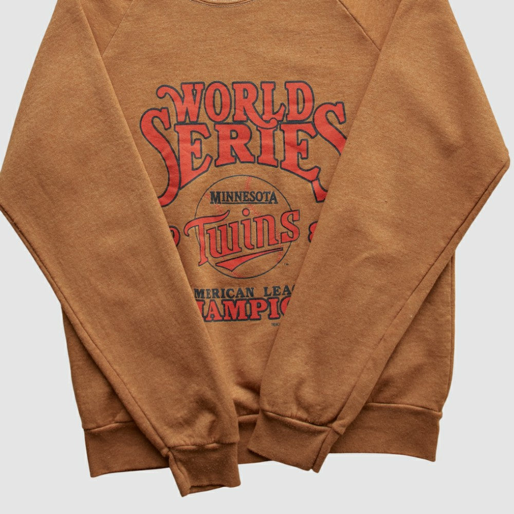 Minnesota Twins Fun Fleece 1987 Pullover Sweatshirt - Brown Vintage