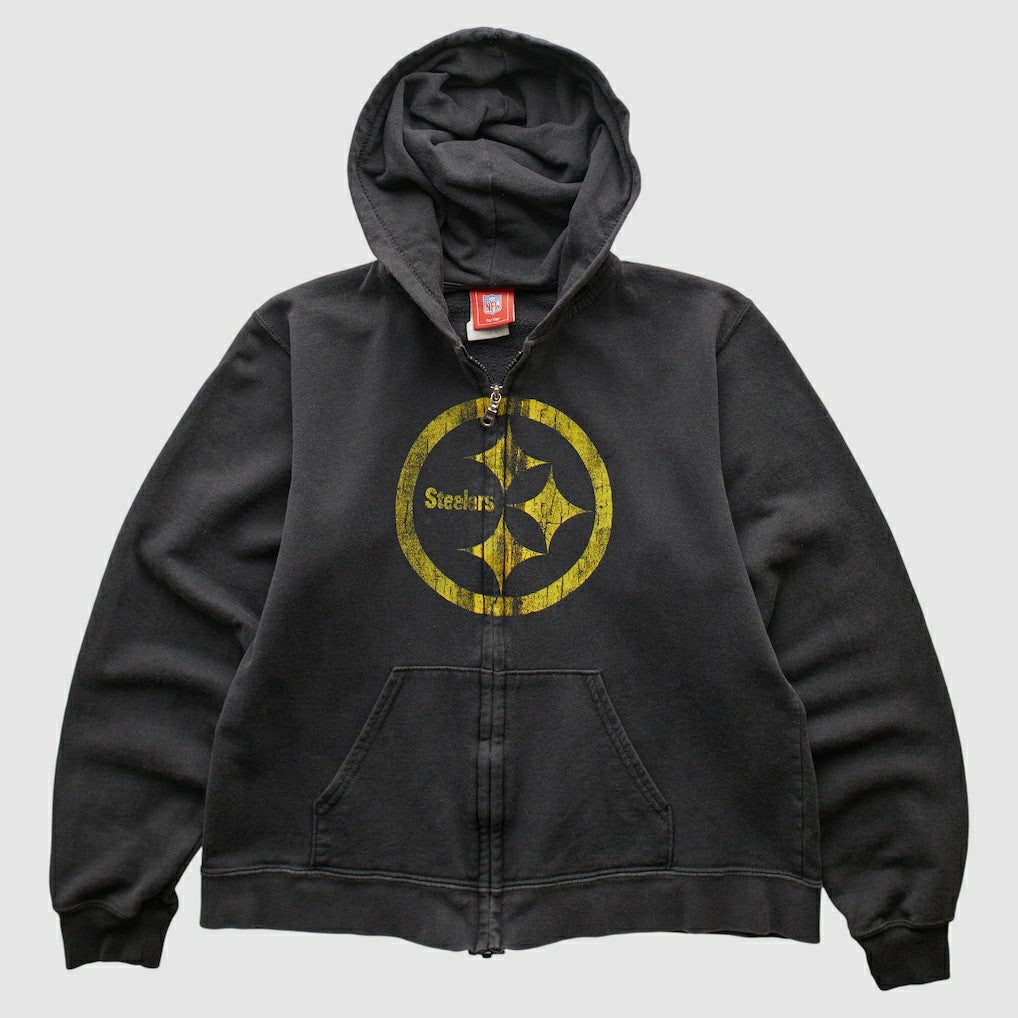 Pittsburgh Steelers NFL 2000s Hooded Full Zip Sweatshirt - Black Vintage outlet